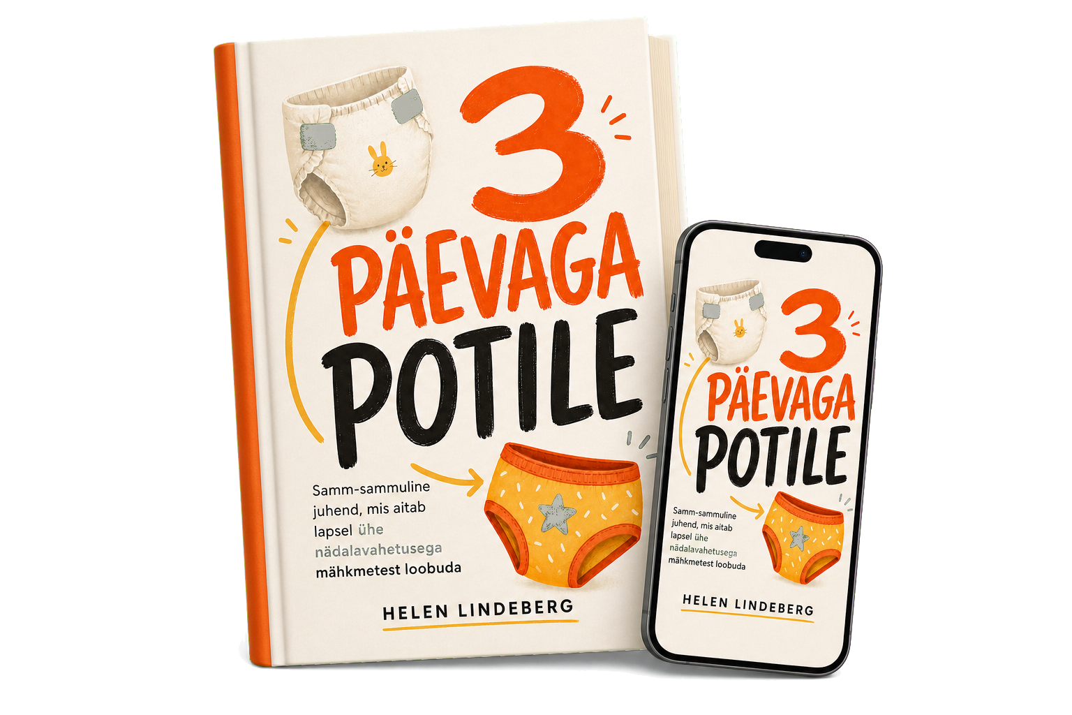 „3 päevaga potile” raamat ja telefon
